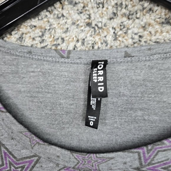 Torrid Pajama Top Womens 0 US 12 Gray Star Print Sleepwear Scoop‎ Neck Lounge - Picture 6 of 7